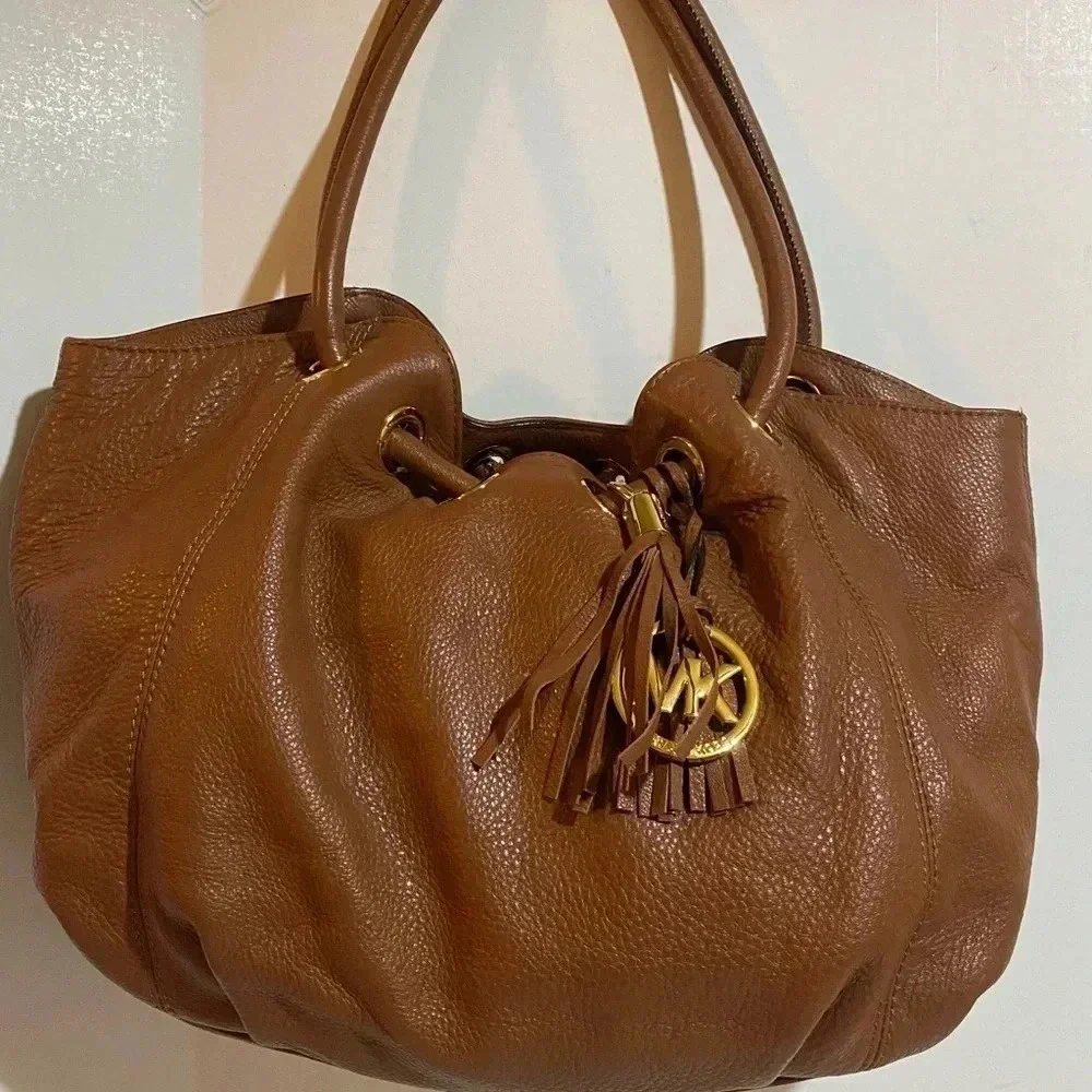 Michael kors brown leather satchel handbag